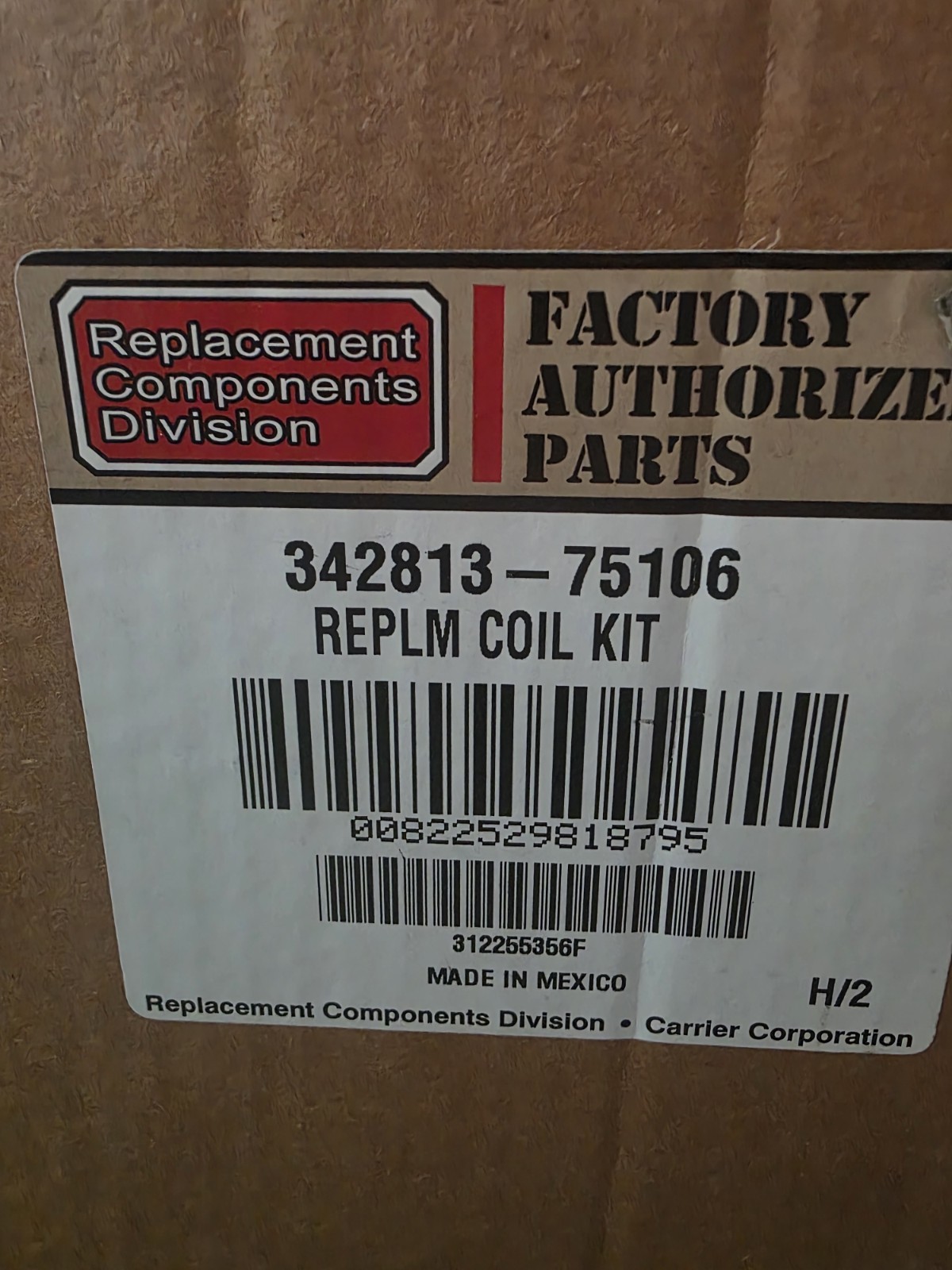 Genuine Carrier Replacement Coil Kit, 342813-75106 (NEW)
