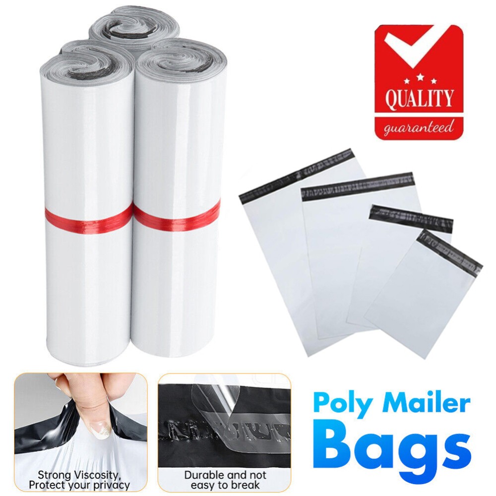 100 Poly Mailers Shipping Bags Waterproof 7×10 9×12 10×13 12×15.5 14.5×19 19×24