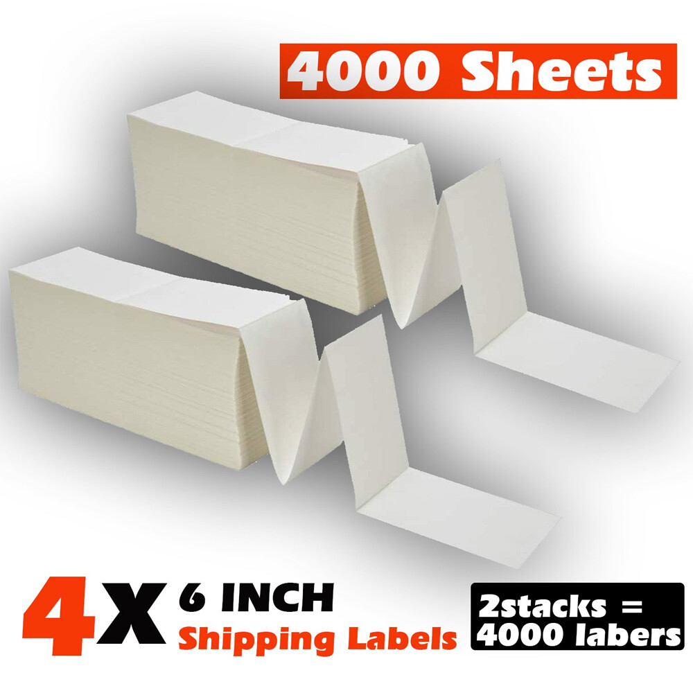 4000-20000 Labels Fanfold 4×6 Direct Thermal Label Shipping Zebra ZP450 ZP505