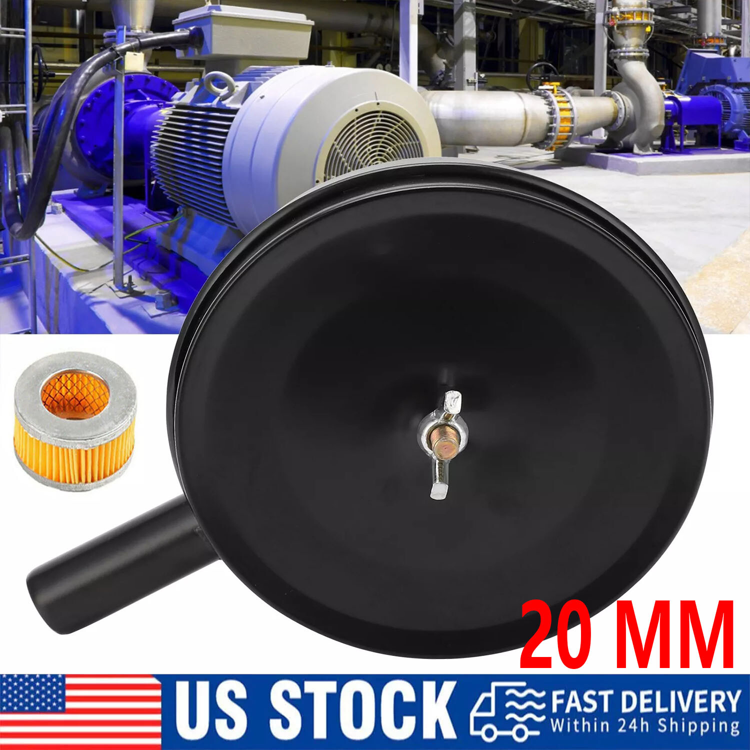 1/2″ 20mm Thread Air Compressor Intake Filter Muffler Silencer Black-Metal T5