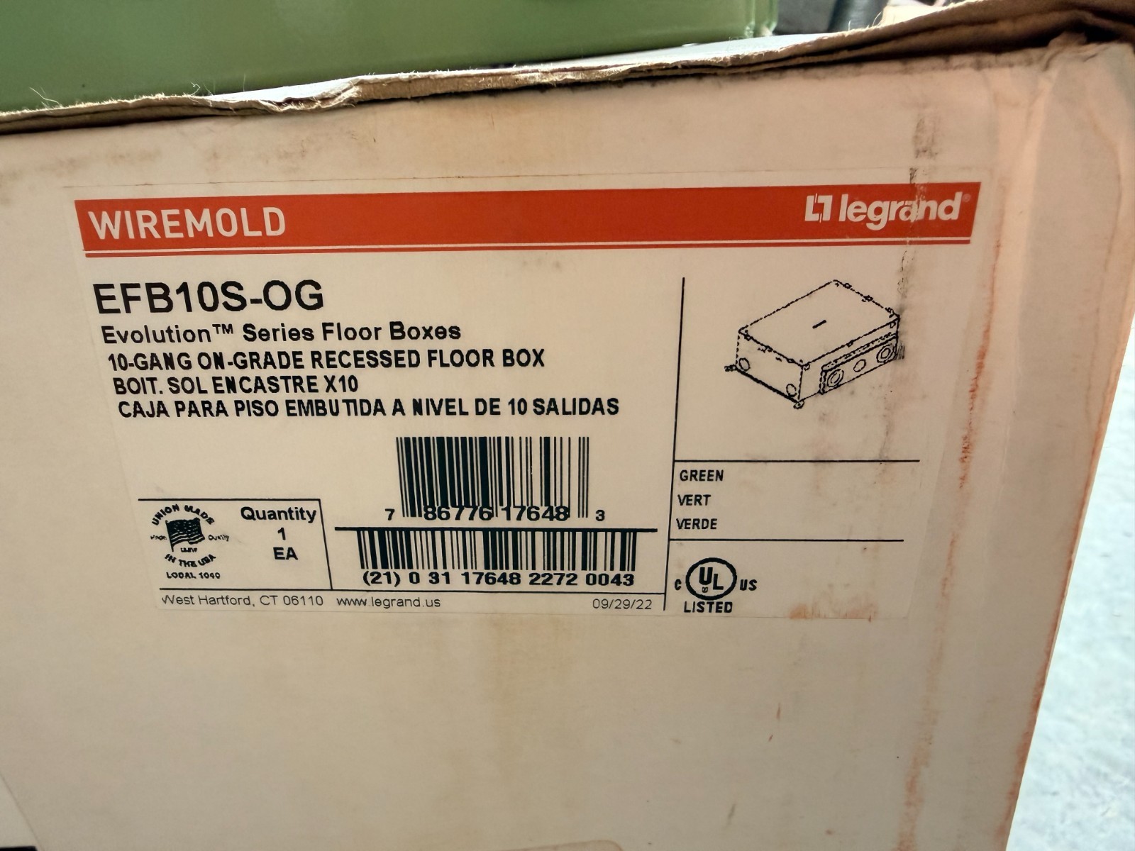Brand New Legrand Wiremold EFB10S-OG 10 Gang Floor Box