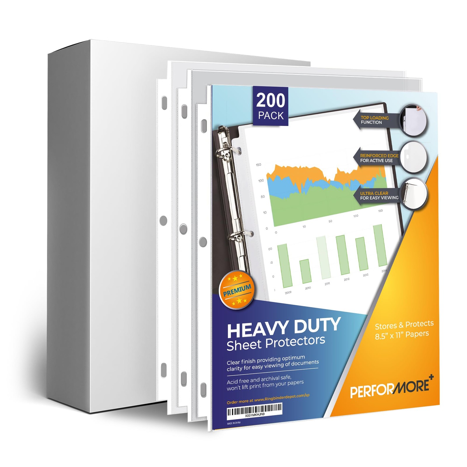 200-Pack 8.5×11 Heavy Duty Sheet Protectors, Archival-Safe, High Clarity