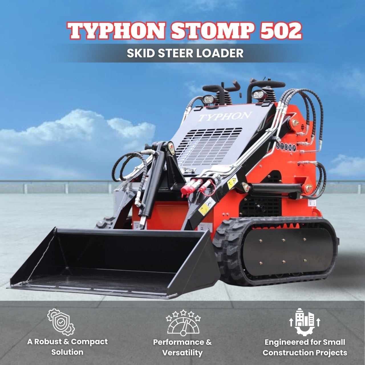 TYPHON STOMP 502 Compact Tracked Skid Steer Loader 22.1HP Honda Gasoline engine