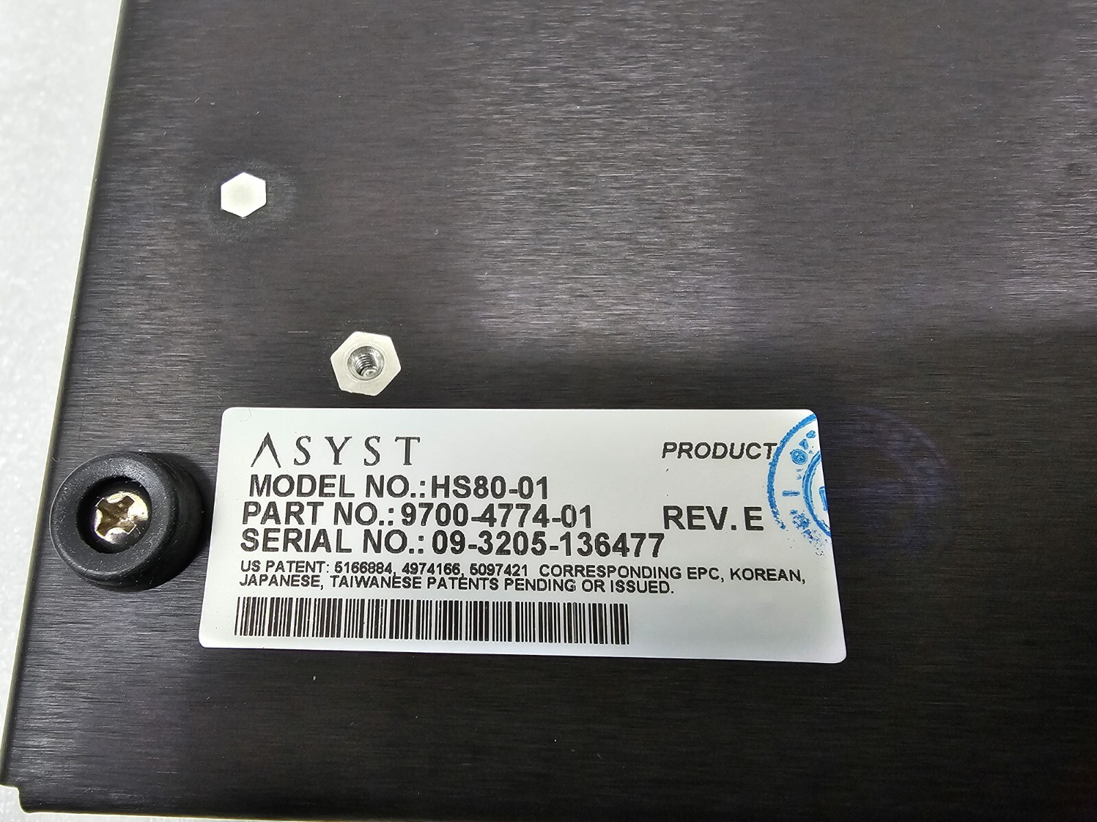 ASYST HS80 SMART-Comm NETWORK HS80-01 , P/N: 9700-4774-01 REV.E #2
