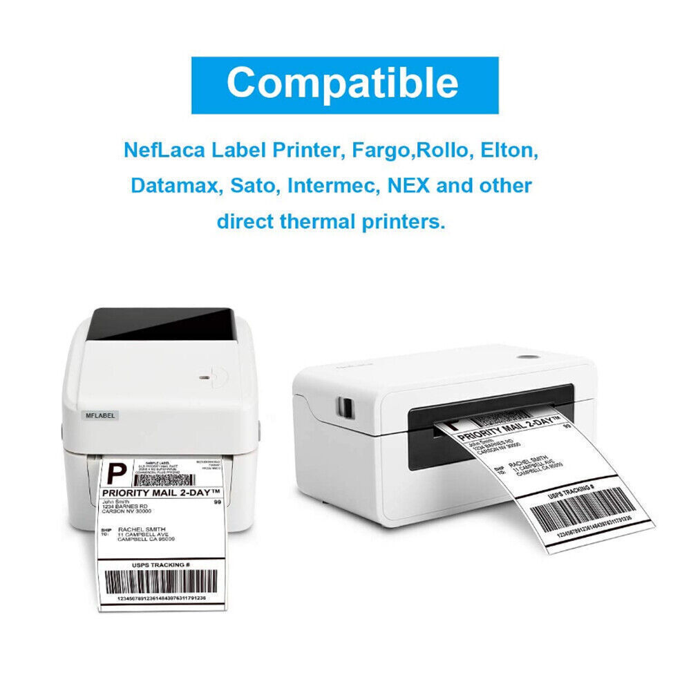 100-5000 4″x6″ Fanfold Direct Thermal Shipping Labels for Zebra & Rollo Printer