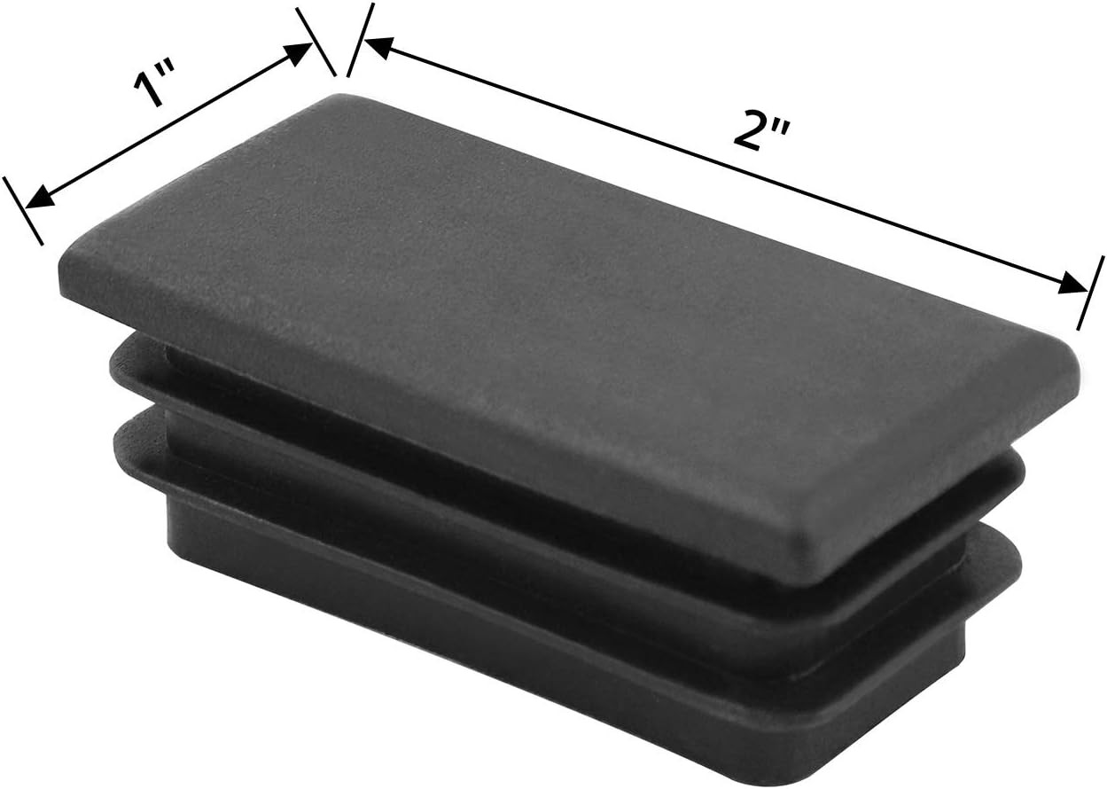 10 PCS 1″ X 2″ Rectangle Black Plastic Plug End Cap for Pipe Tubing, Chair Leg