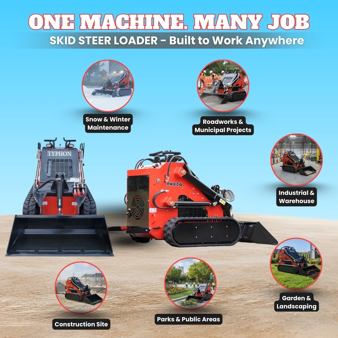 TYPHON STOMP 502 Compact Tracked Skid Steer Loader 22.1HP Honda Gasoline engine
