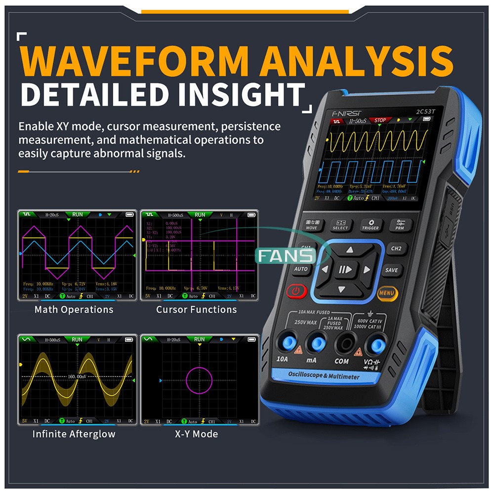 FNIRSI 2C53T Upgrade Handheld Digital Oscilloscope Multimeter Signal Generator