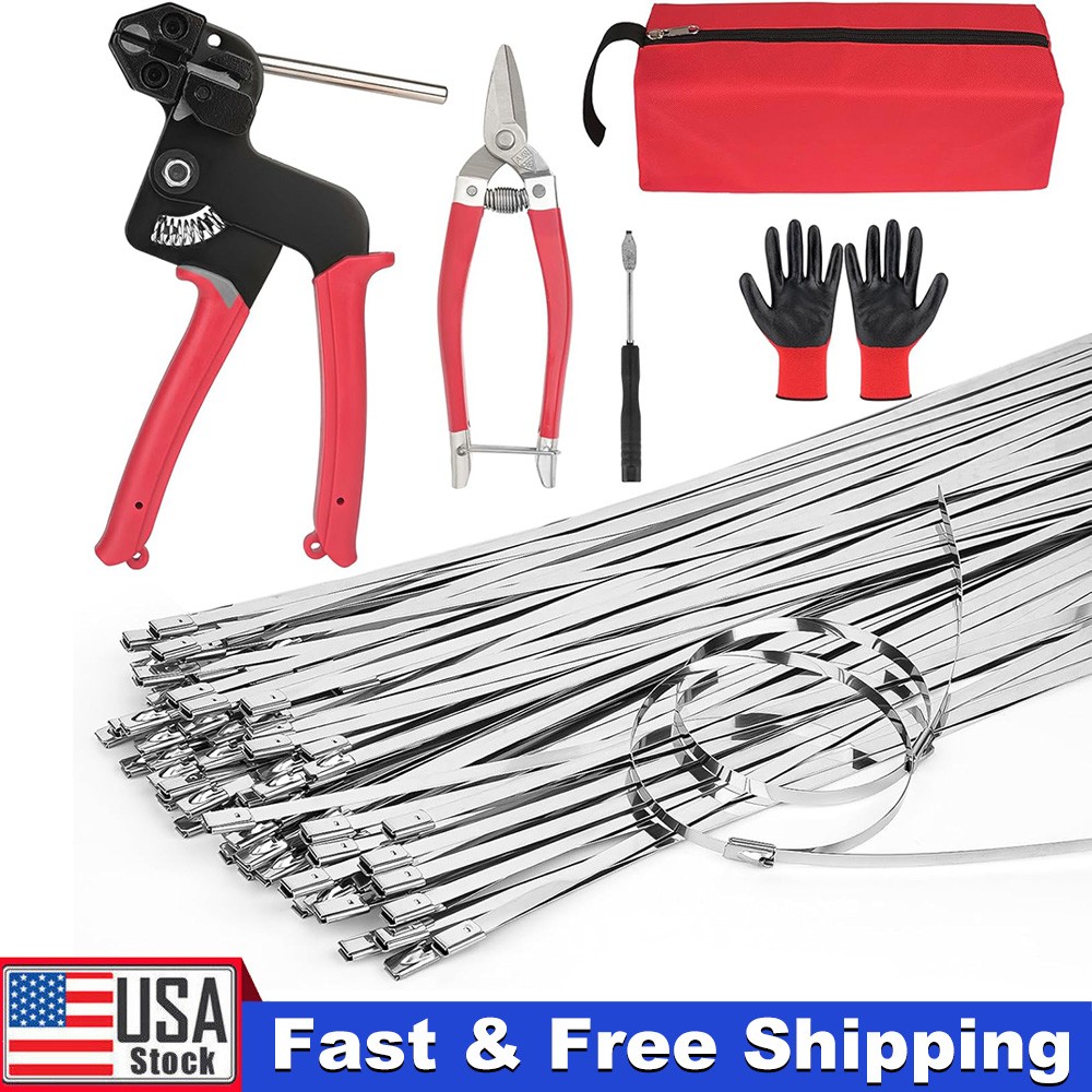 Metal Zip Ties Gun Set With 150pcs Stainless Steel Zip Ties Heavy Duty Outdoor