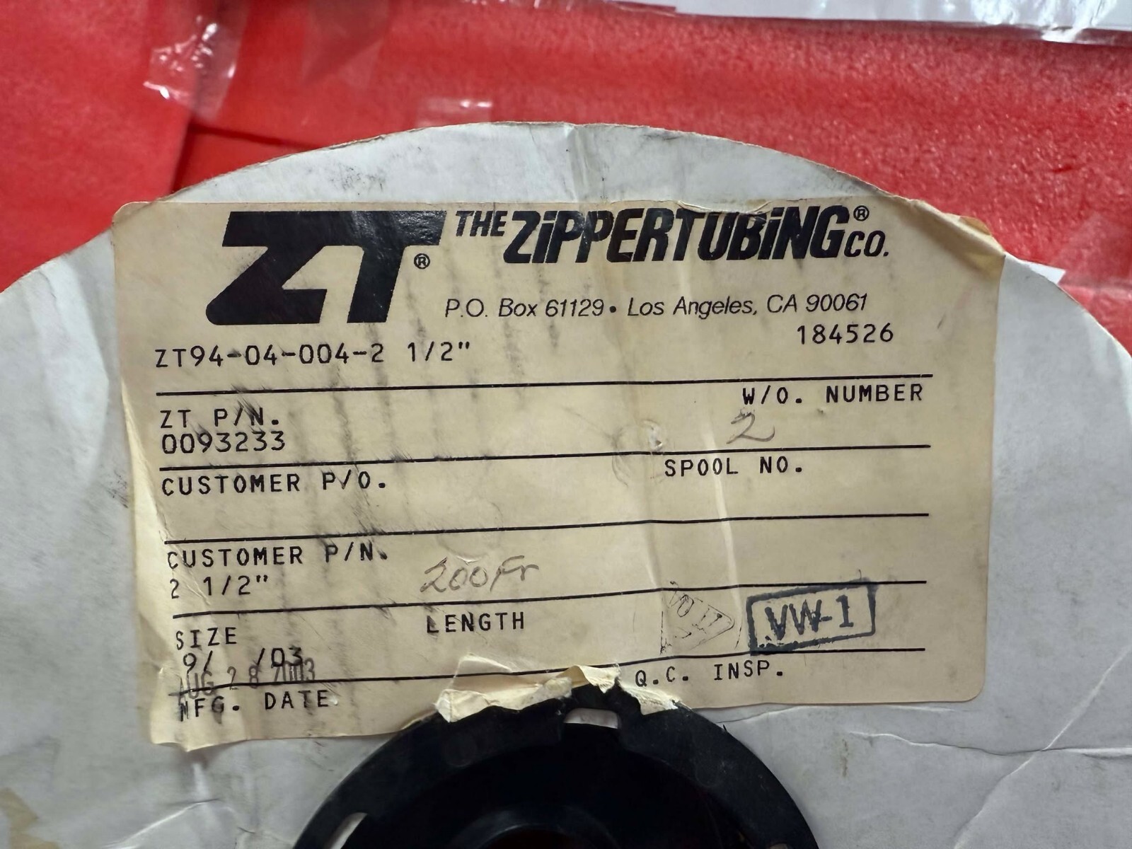 THE ZIPPERTUBING CO ZT94-04–004-2 1/2” EMI Shield Wrap 200FT ZT 0093233