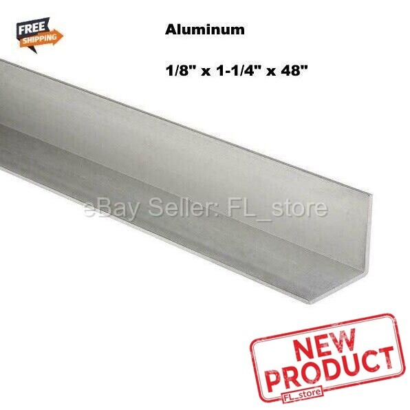 Aluminum Angle 1/8″ x 1-1/4″ x 4 Feet Length Unpolished Alloy 6061 90° Stock NEW
