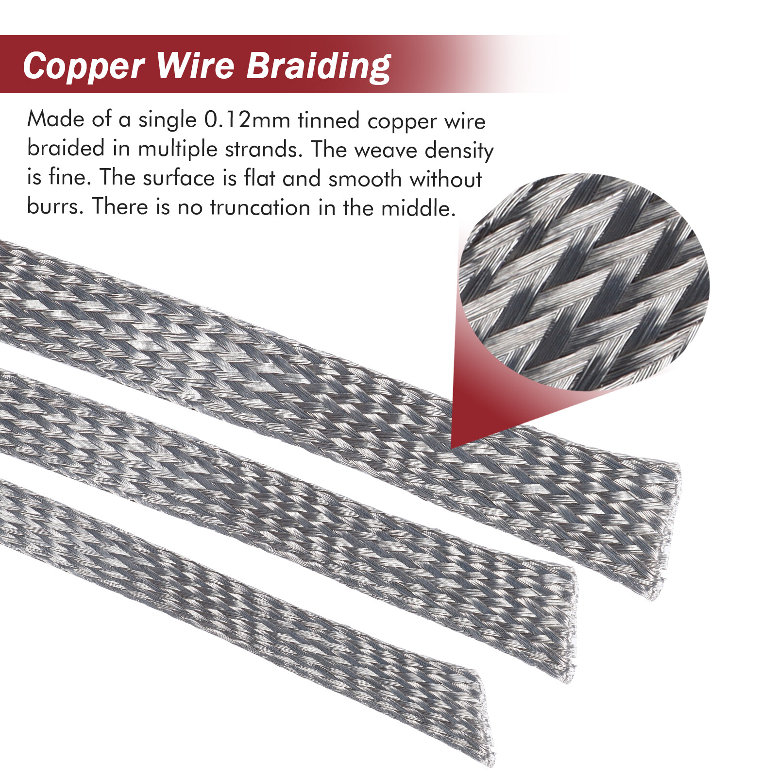 Braided Cable Sleeve Wire Shield Ground Straps EMI/RFI Protect Lot