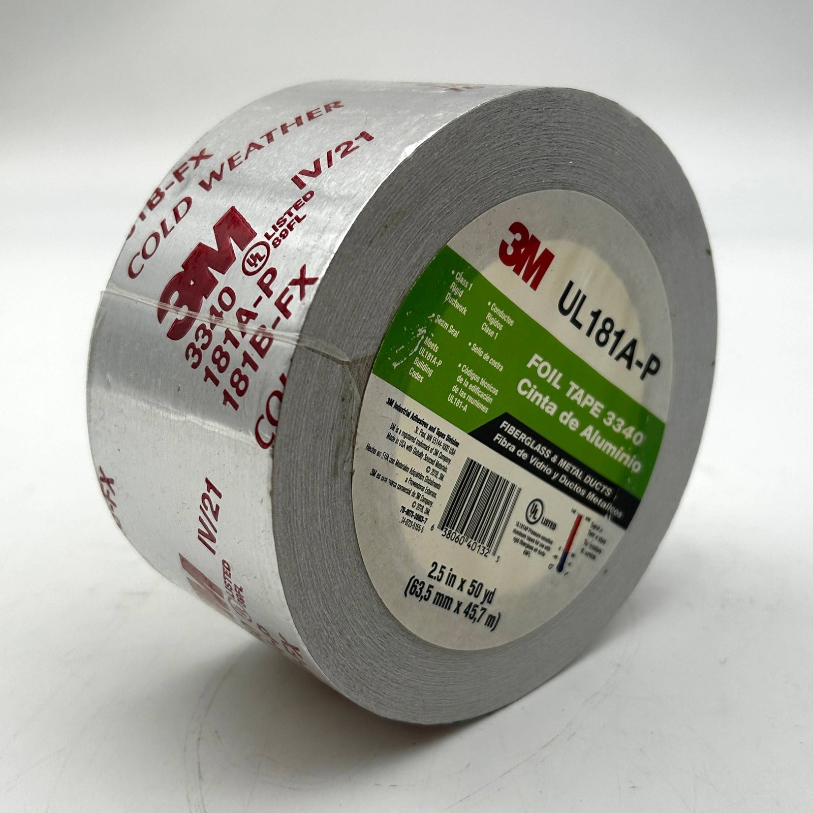 3M Aluminum Foil Tape 3340 2.5″ x 50 yd 4.0 mil Silver HVAC Sealing and Patching