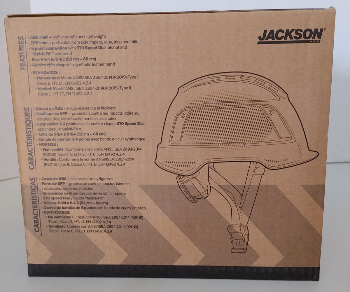 Jackson Safety XS2-500 Type 2 Hard Hat Vented Construction Safety Helmet #25041