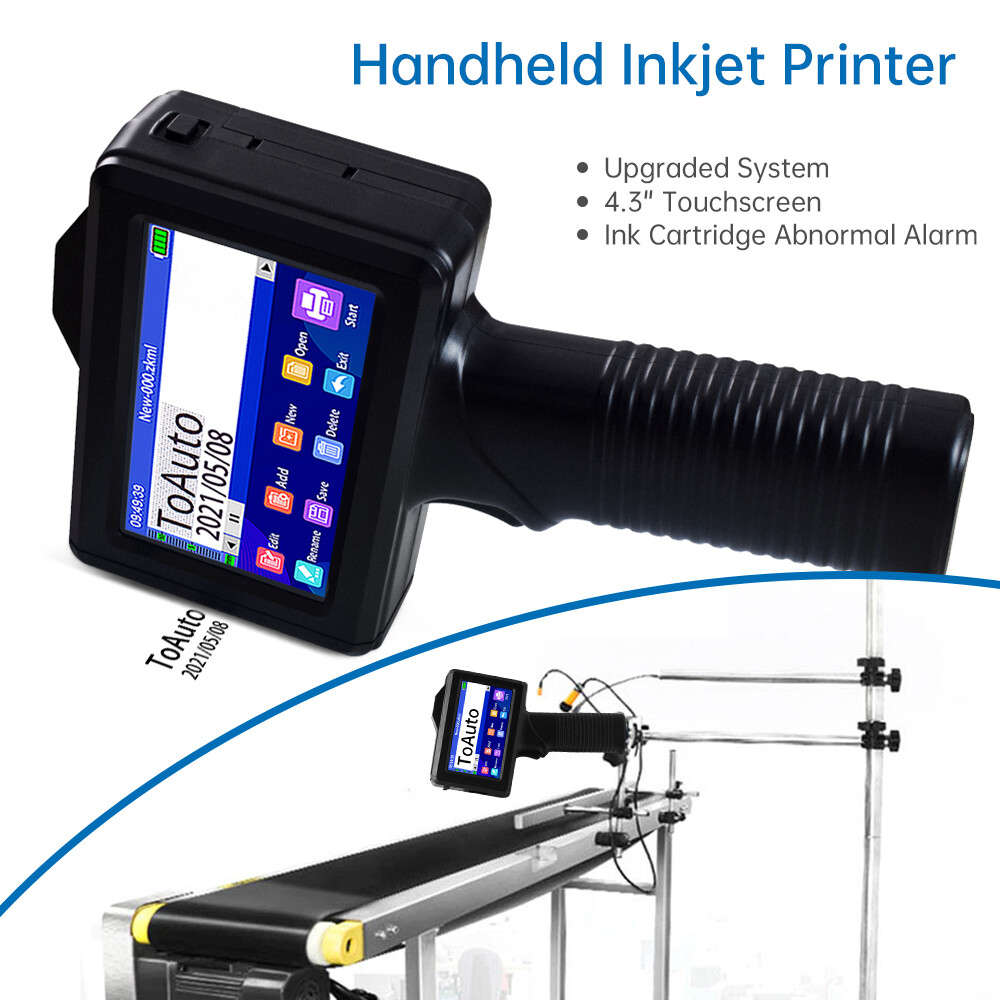 ToAuto Handheld Inkjet Printer Date QR Code Barcode Printing Logo Label Machine