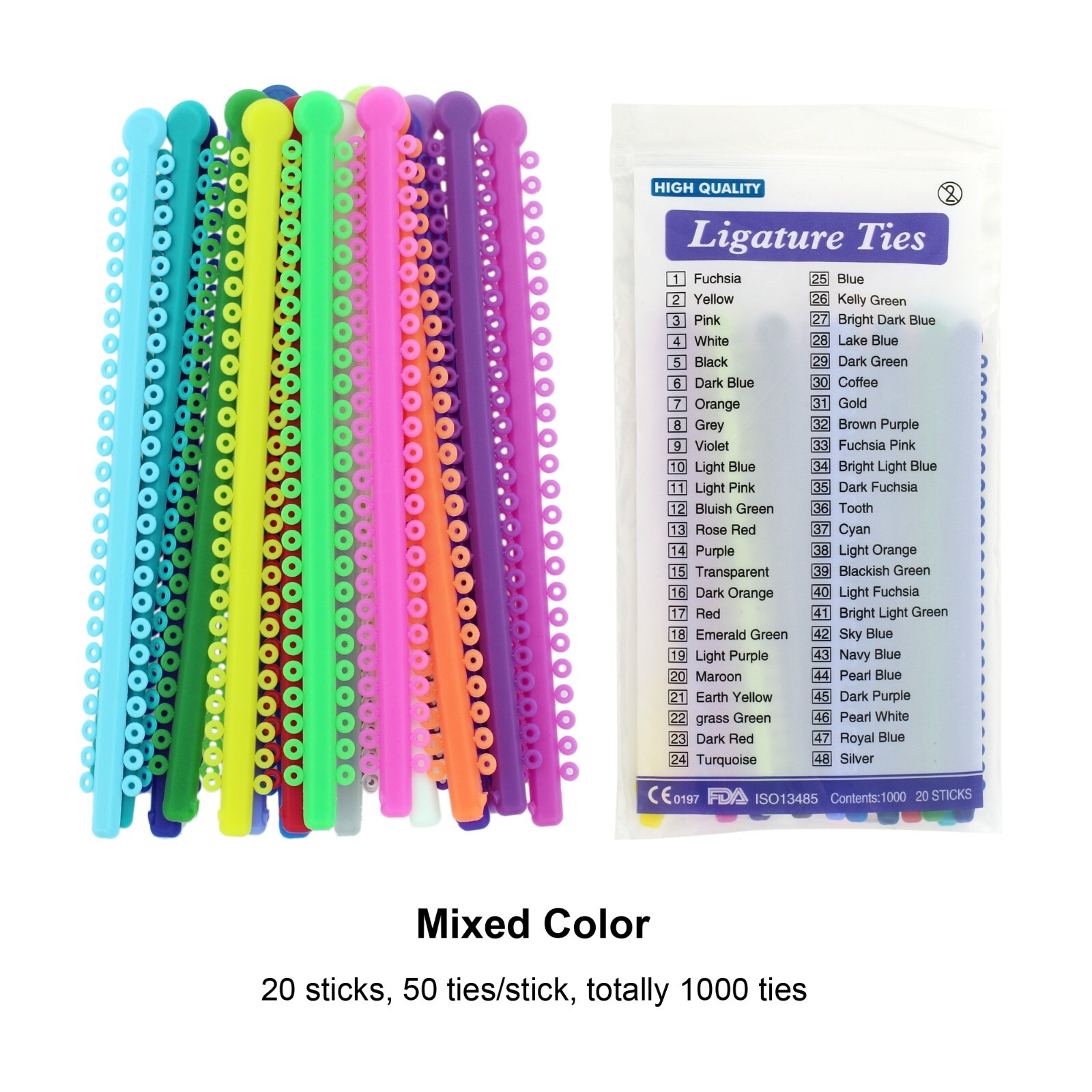 USA Orthodontic Elastics Ligature Ties Rubber Bands for Braces Color Black Grey