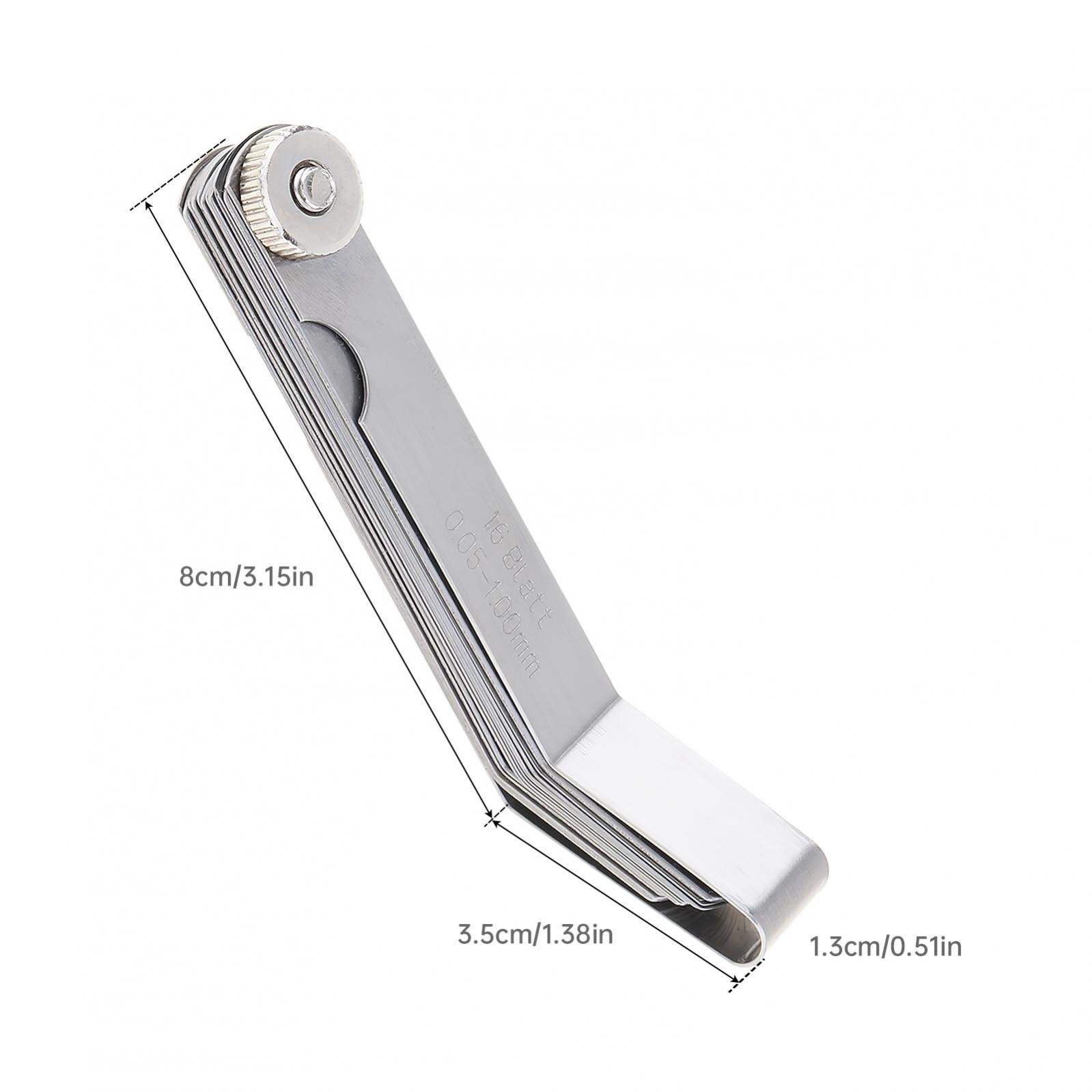 0.05-1mm Curved Feeler Gauge 16 Blades Metric Filled Feeler Gauge Measuring Gap