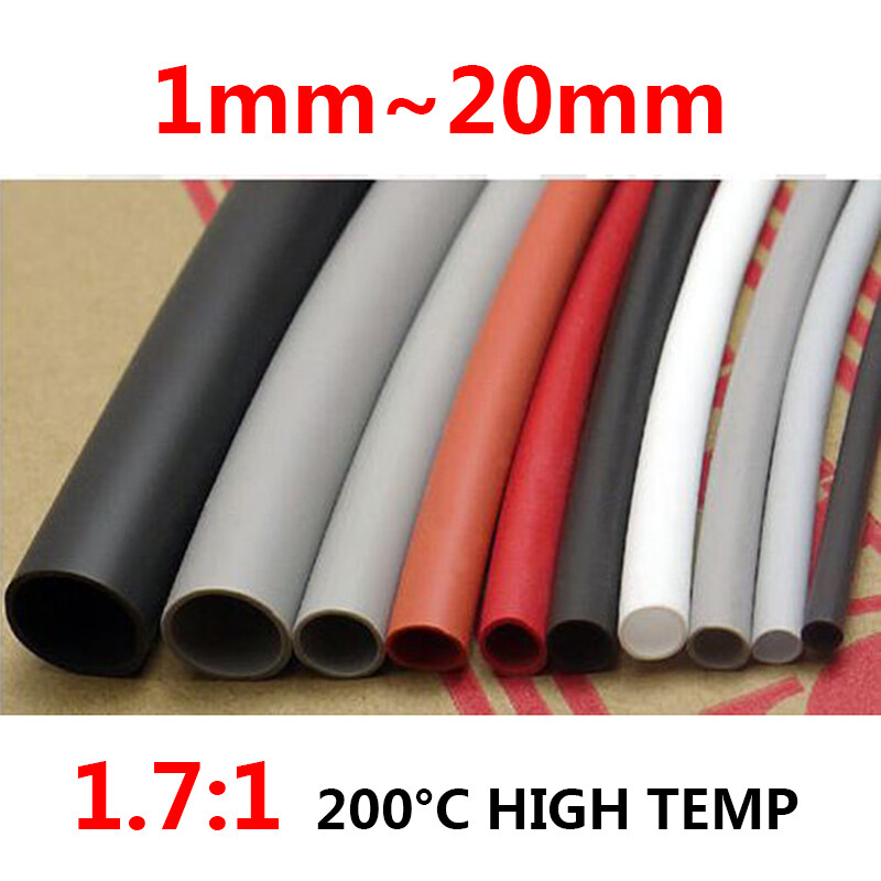 1.7:1 1mm~20mm Flexible Silicone Heat Shrink Shrinkable Tube Tubing One Meter