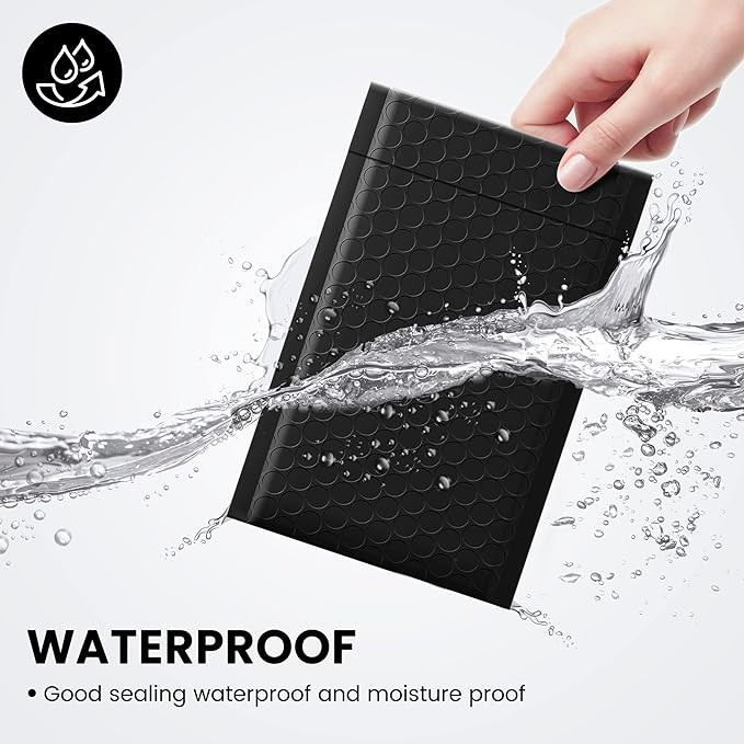 Bubble Mailers Trading Cards 4X8 Black Poly Padded Envelopes Waterproof 4″ x 8″