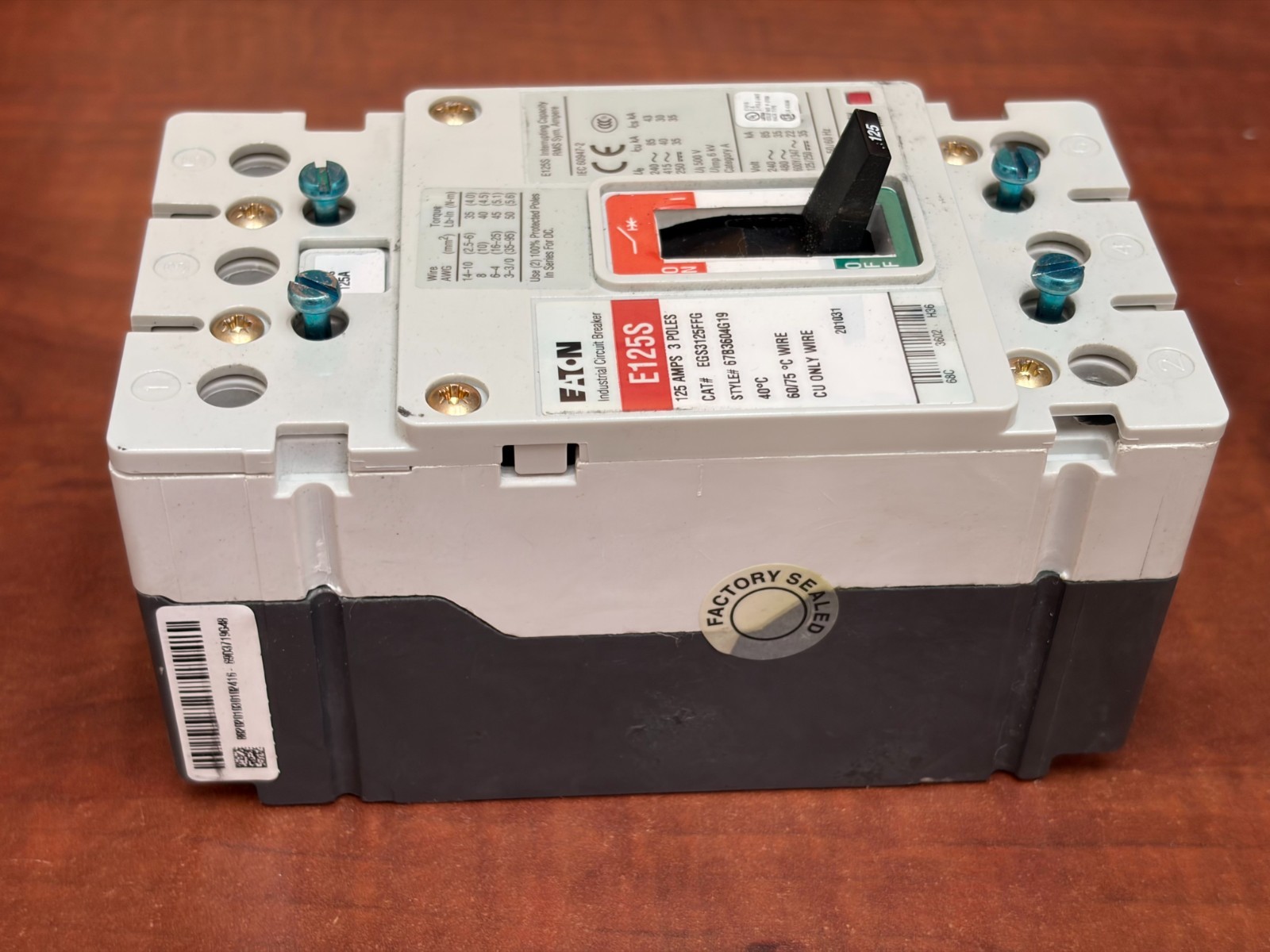 Eaton EGS3125FFG Series G / 125A / 480 VAC / 3 Pole Industrial Circuit Breaker