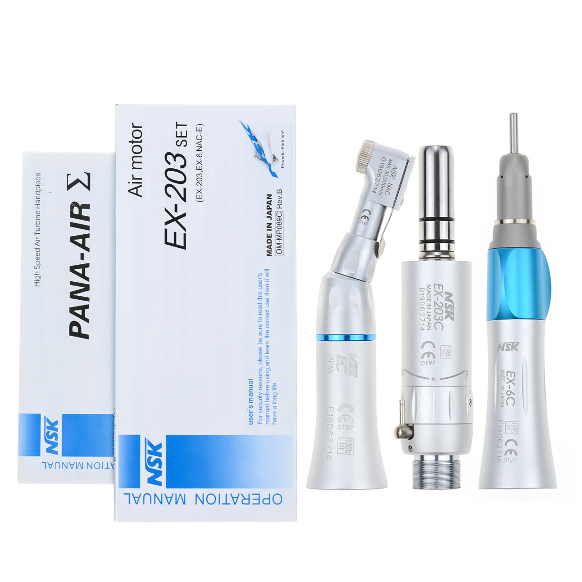 NSK Type Dental PANA MAX High Speed Handpieces Push Button+Low Speed EX203C 4/2H
