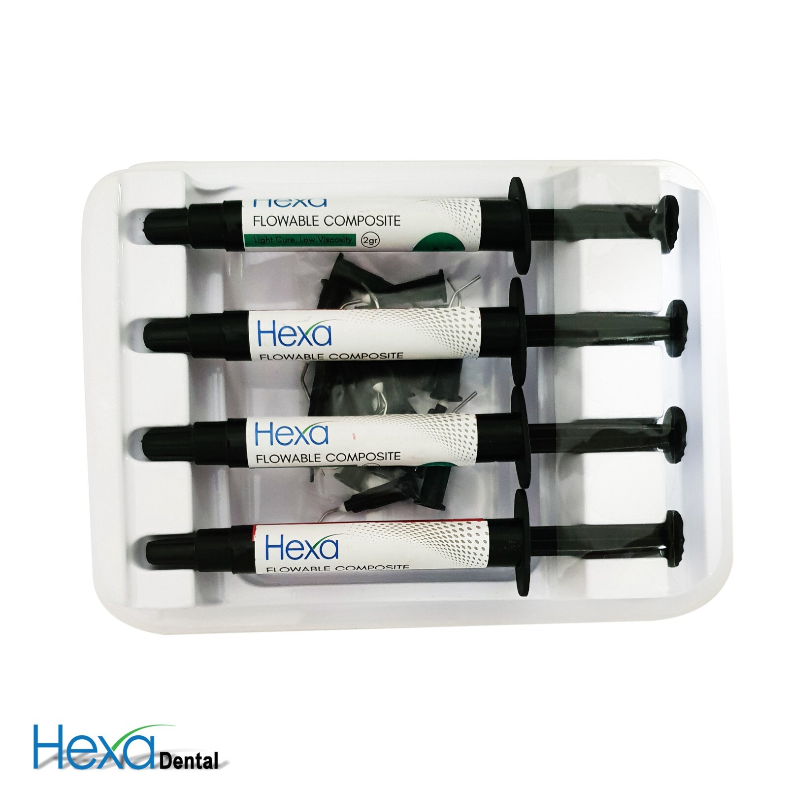 Hexa A2 Flowable Composite Light Cure, Low Viscosity (4 x 2gm Syringes, 20 Tips)