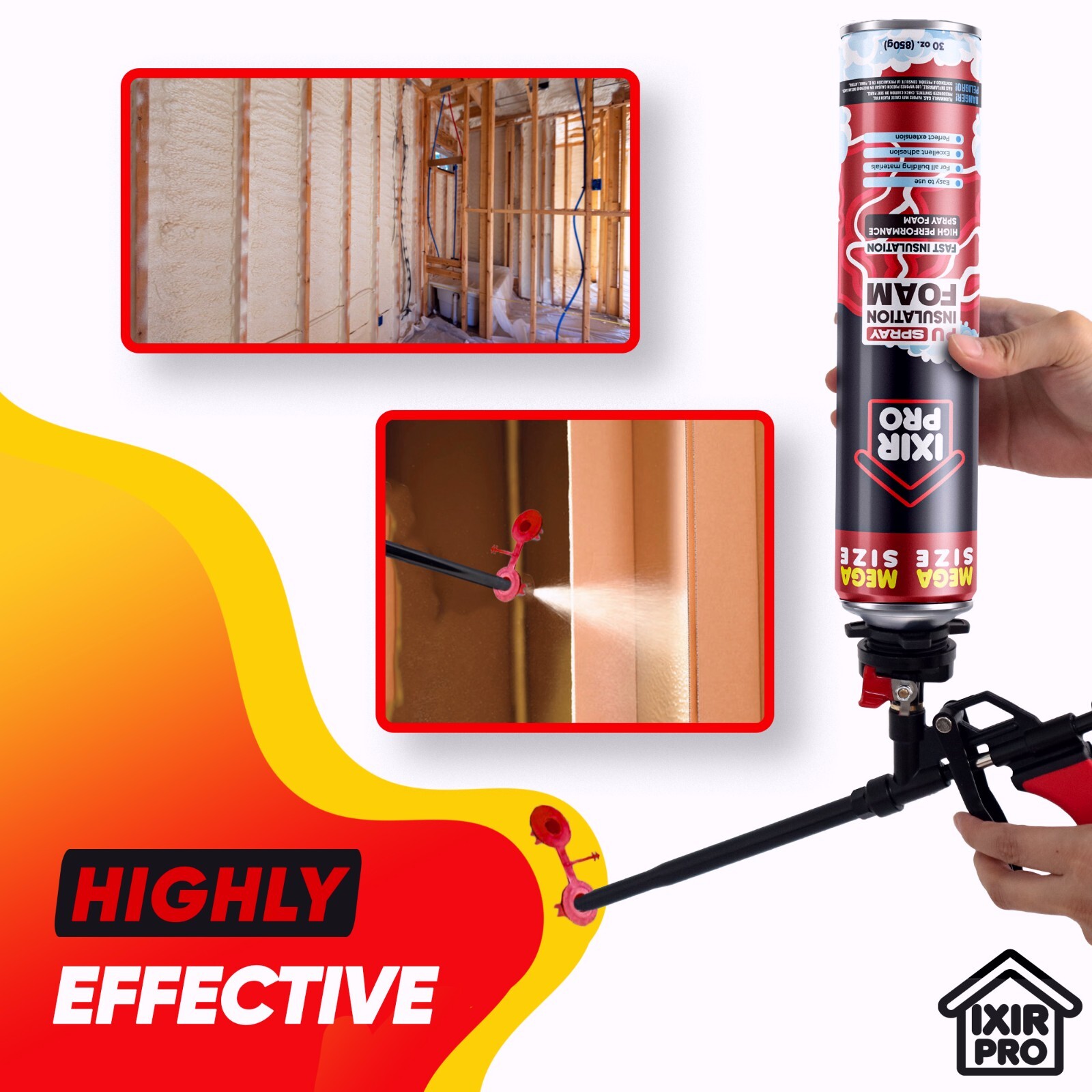 Spray Foam Insulation Can (12 x 30 oz. / 850 g) Expanding Sealant, High Density