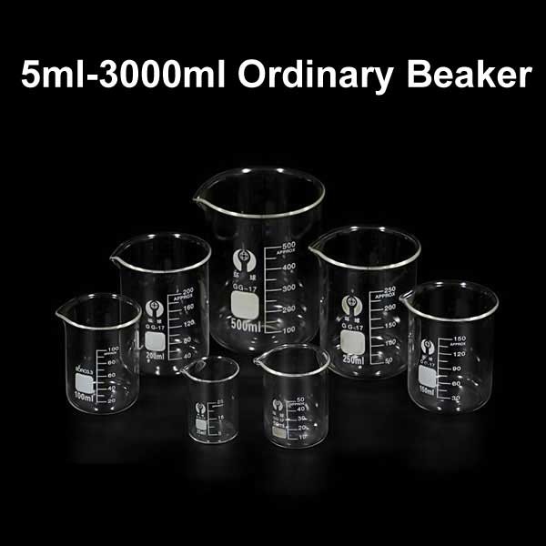 5ml-3000ml Lab Chemistry Borosilicate Glass Beaker Glassware w/ Handle Measuring