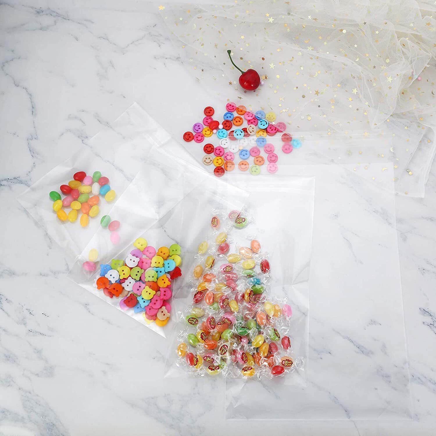 100 pcs Resealable Poly Bags Transparent OPP Bag Plastic Bags Self Adhesive Seal