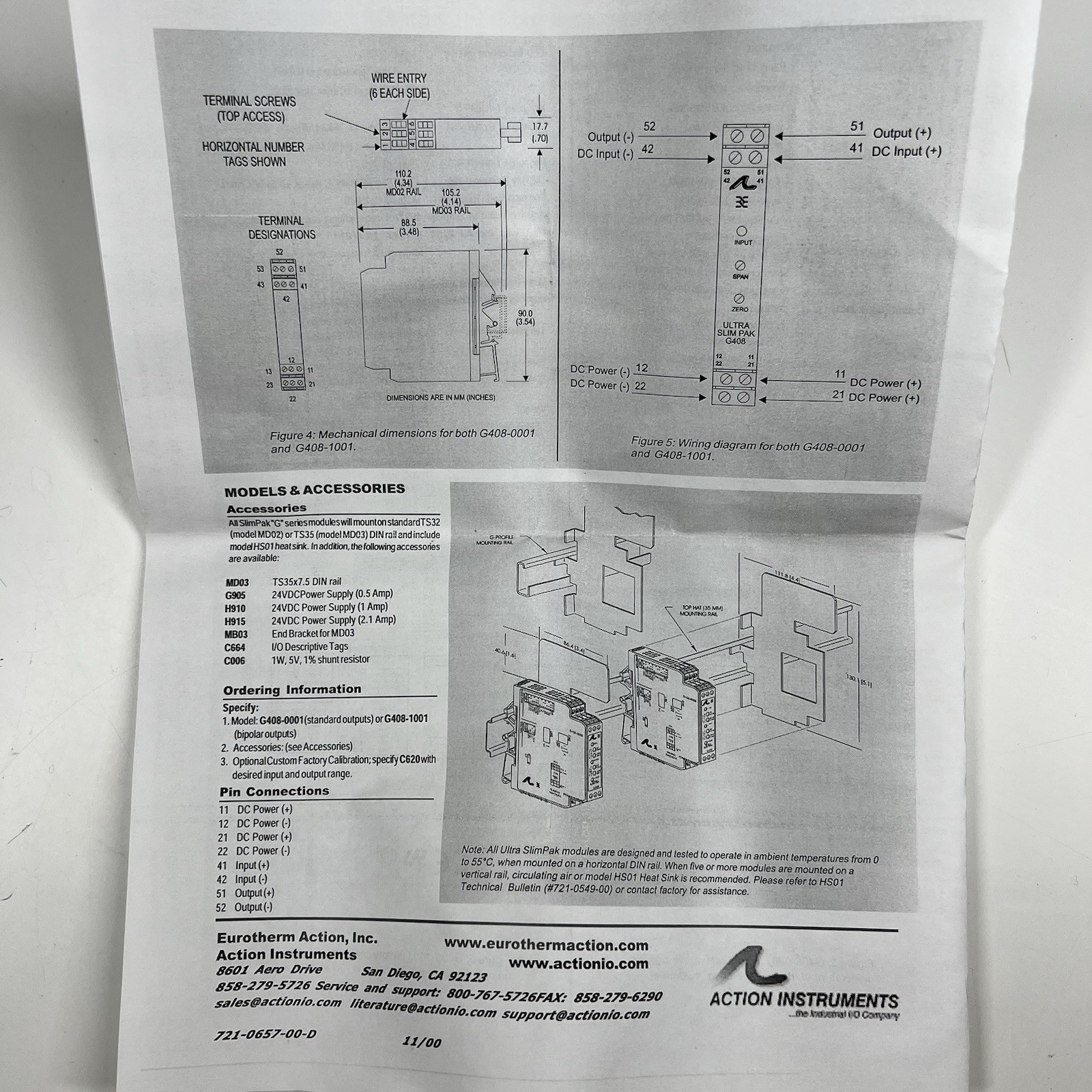 NEW Weidmuller Ultra Slimpak G408-0001 Signal Conditioner Action Instruments