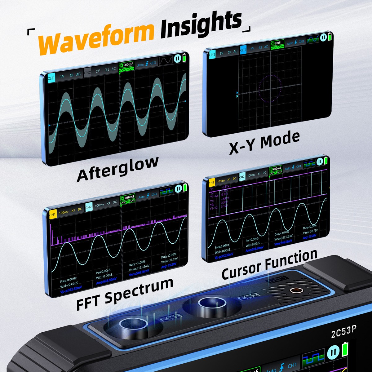 3-in-1 FNIRSI-2C53P LCD 2 Channel Signal Generator Digital Storage Oscilloscope