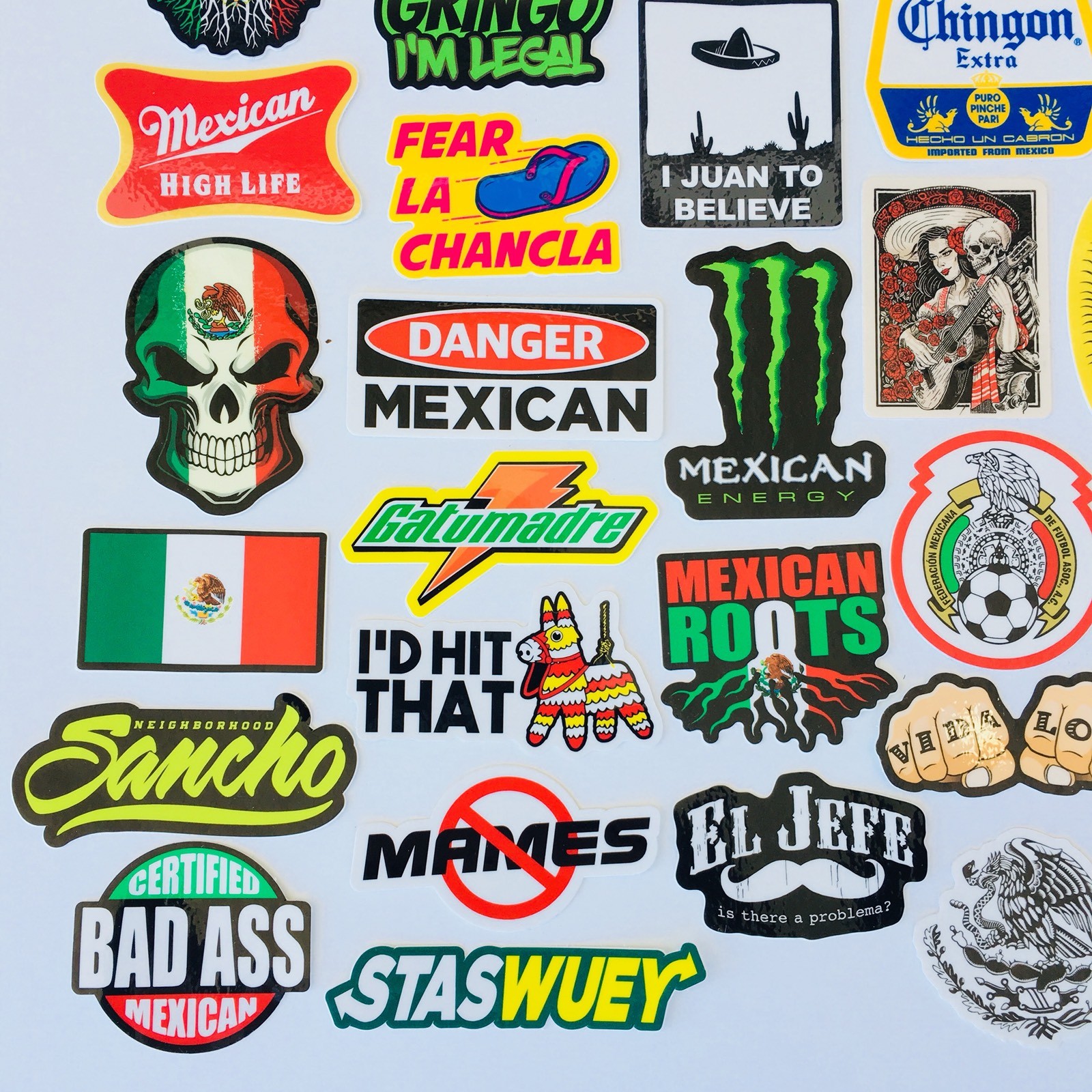 MEXICAN CHINGON Hard Hat Stickers 40 MEXICO HardHat Sticker Pegatinas cascos