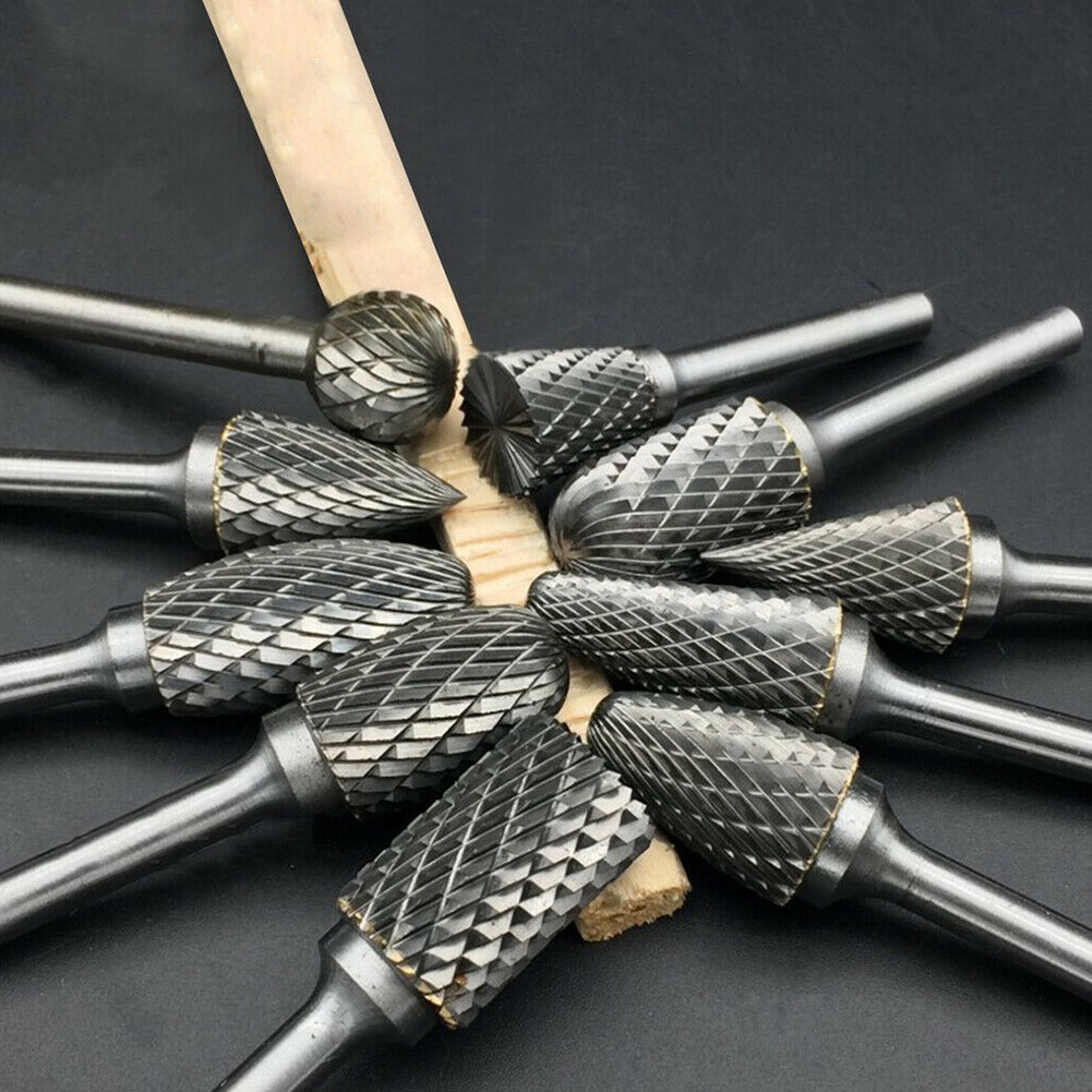 10pcs 1/8?? Shank Carbide Burr Set Burrs For Aluminum Die Grinder Bit Pack New