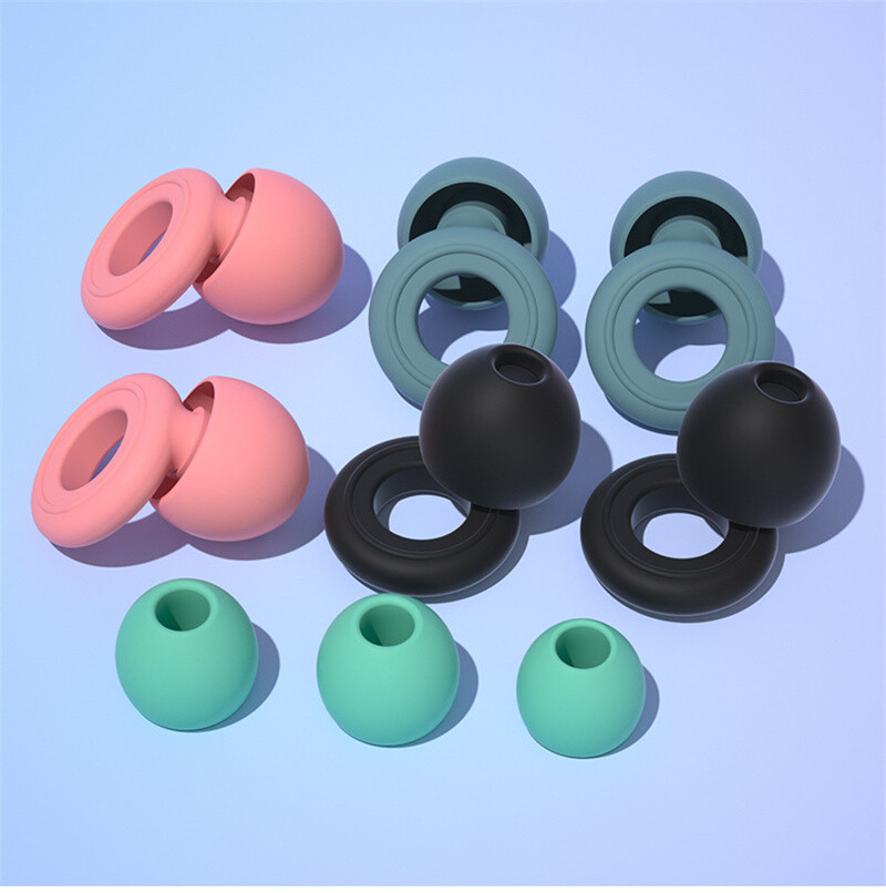 NEW Reusable Silicone Ear Plugs Noise Blocking Earplugs For Sleep, Study & Work