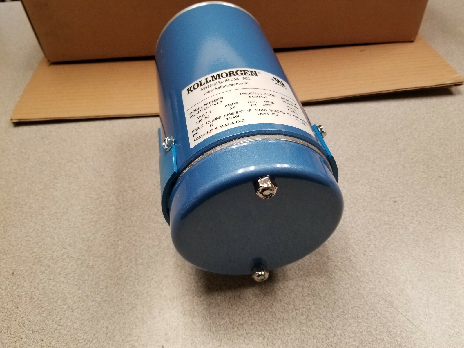 Kollmorgen Servo Motor PWM3624-5764-2 1/2 hp 130 DC volts 3000 rpm