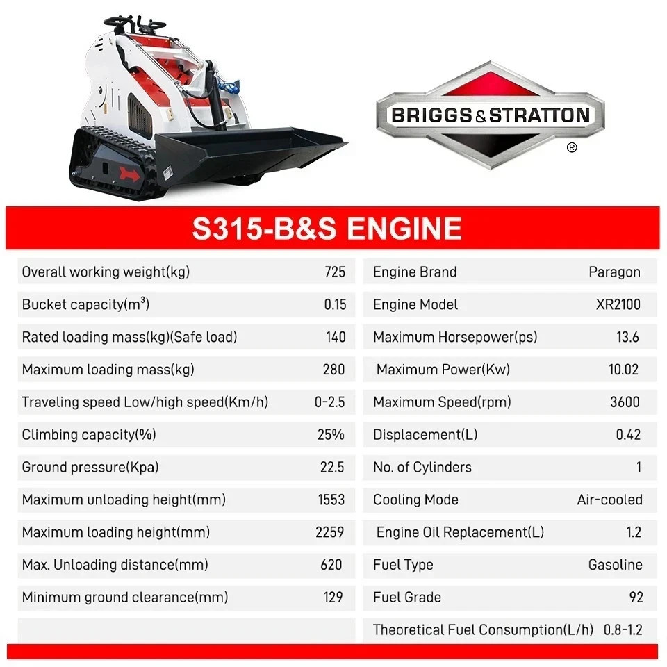 Mini Skid Steer Loader15 hp Hydraulic System Electric Start B&S ENGINE heat sink