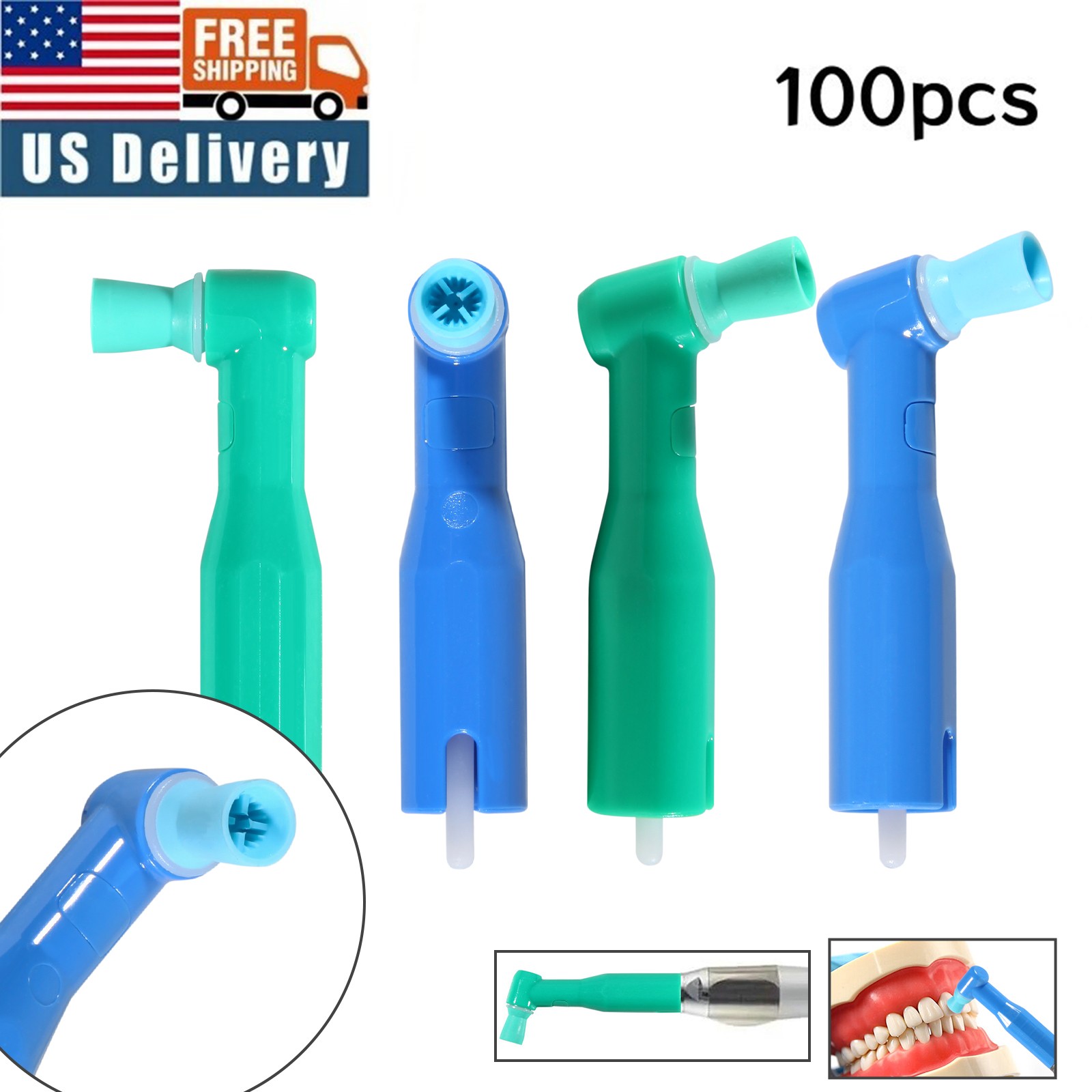 100/500/pk Top Prophy Angles Firm Cups Quality Dental Disposable Prophy Angle US