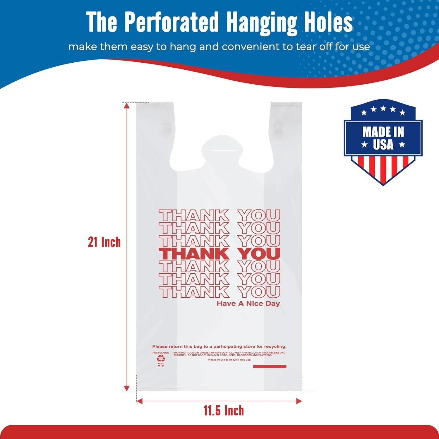 Thank You Plastic Bags – Bulk, High-Quality, Durable, White, 1000 Count