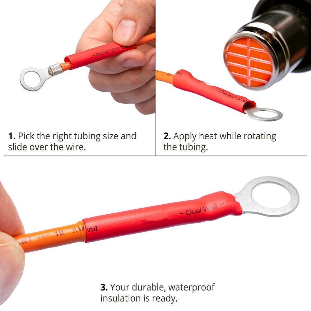 5ft 3:1 Ratio Heat Shrink Tubing Dual Wall Adhesive Glue Lined Φ1/4″ (6.4mm) US