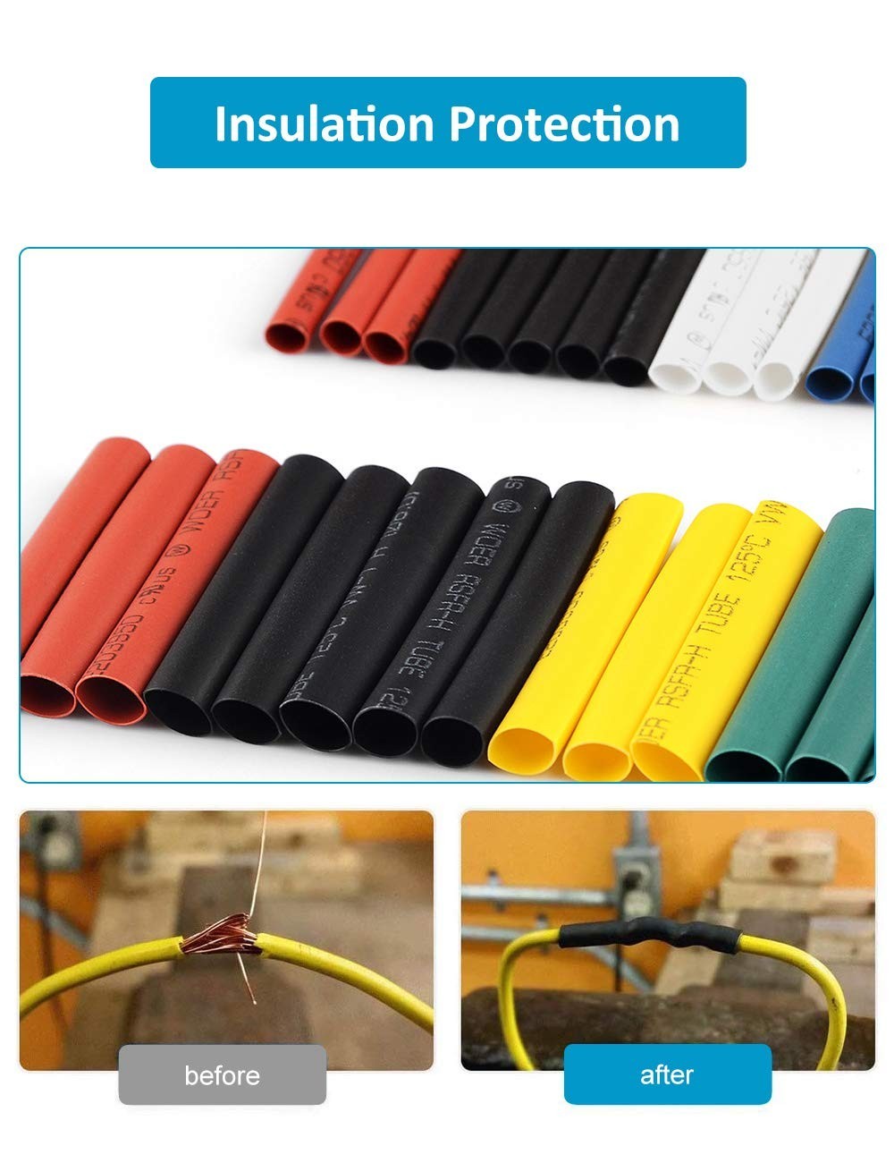 650Pcs HEAT SHRINK Tubing Sleeve 2:1 Shrinkable Tube Wire Cable Assortment Kit