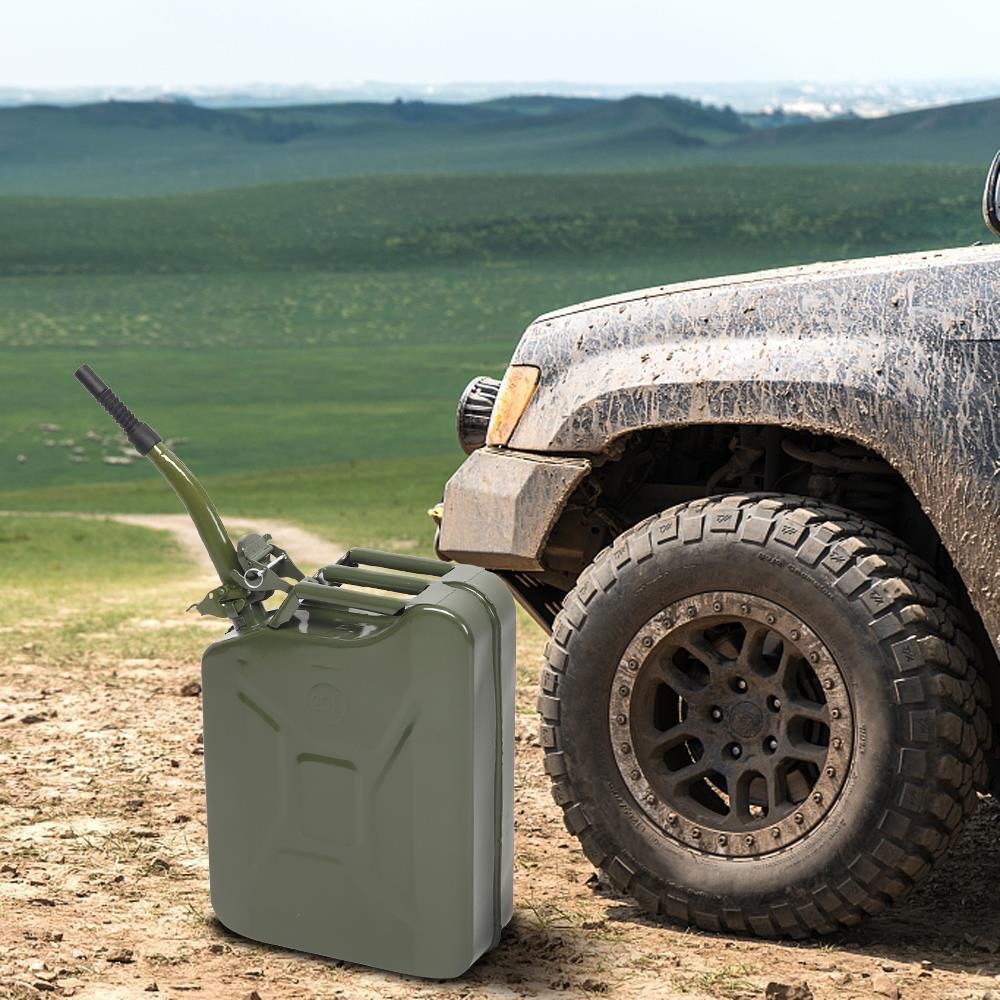 Practical Fuel Can 5 Gal 20 L Green Steel Gasoline Gas Fuel Tank Emergency