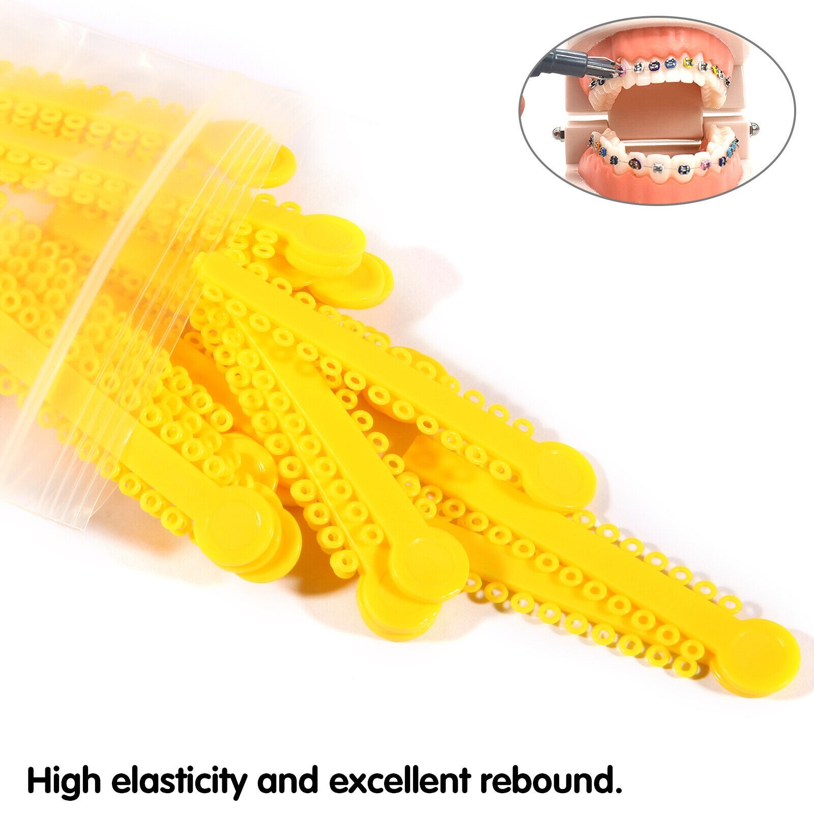 1040 Dental Orthodontic Ligature Ties Elastic Rubber Band Black/Rainbow Colors