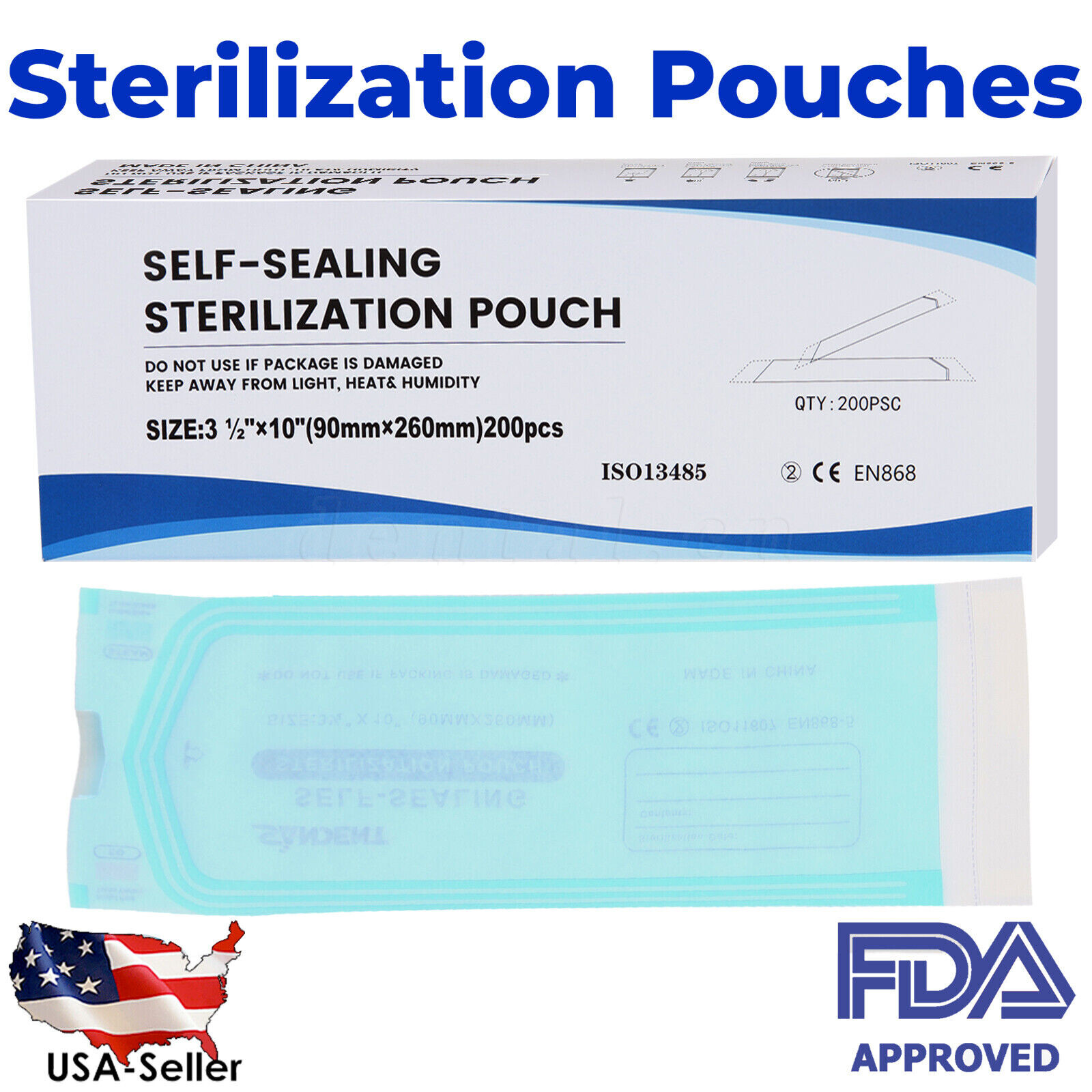 up to 10000 Sterilization Pouches 3.5″ x 10″ Dental Medical Self Seal Pouch Bag