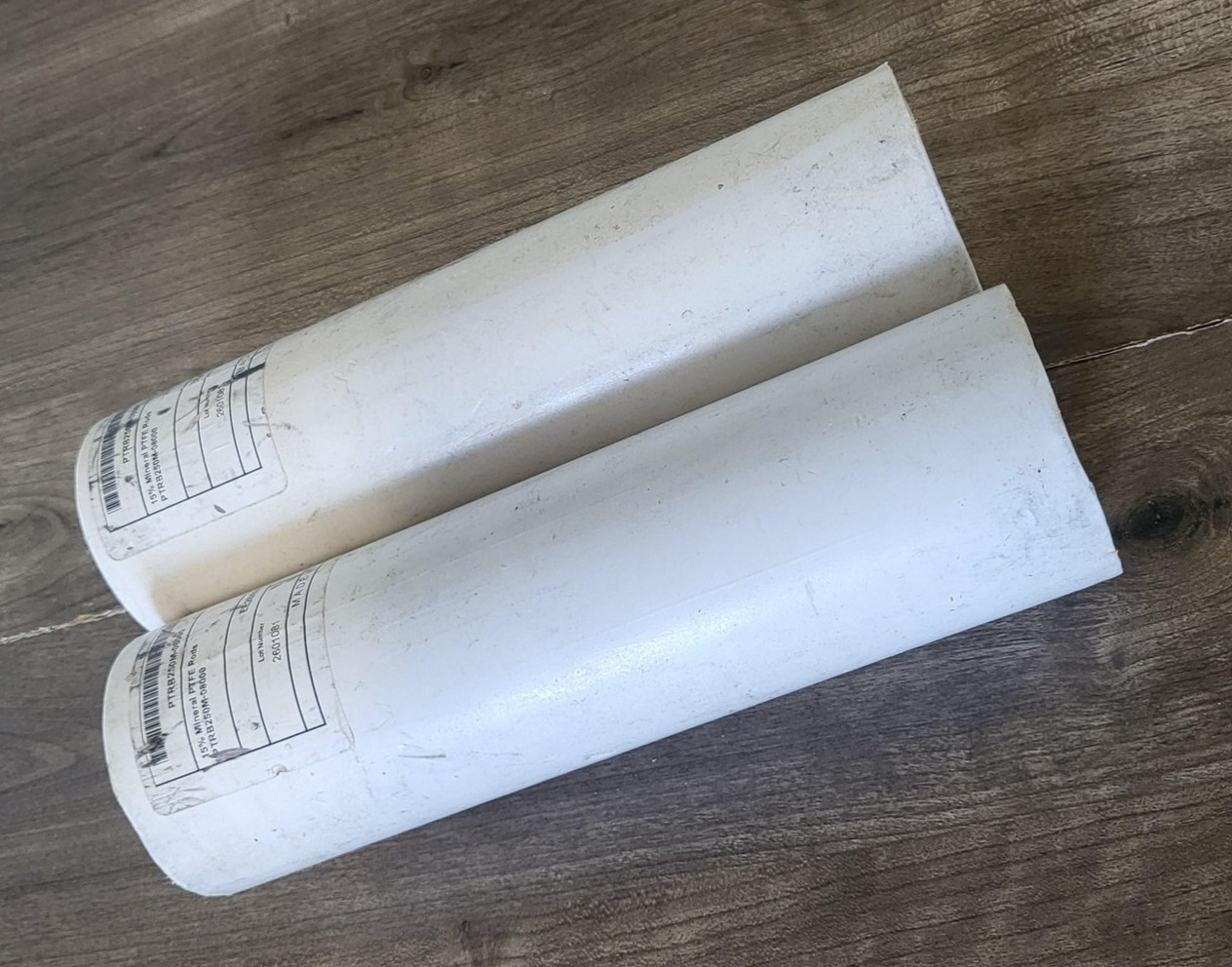 15% Mineral PTFE Round Rod Stock PTRB250M-08000 2-1/2 In Dia White Lot 2 USA