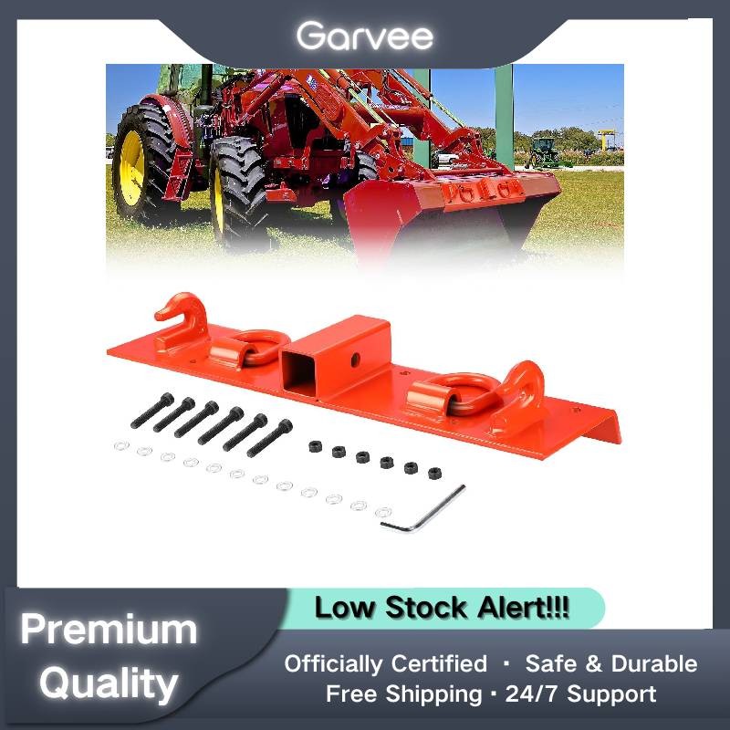 Bolt-On Tractor Bucket Hooks w/ 2″ Receiver | 4000LB D-Rings & 4700LB Hooks