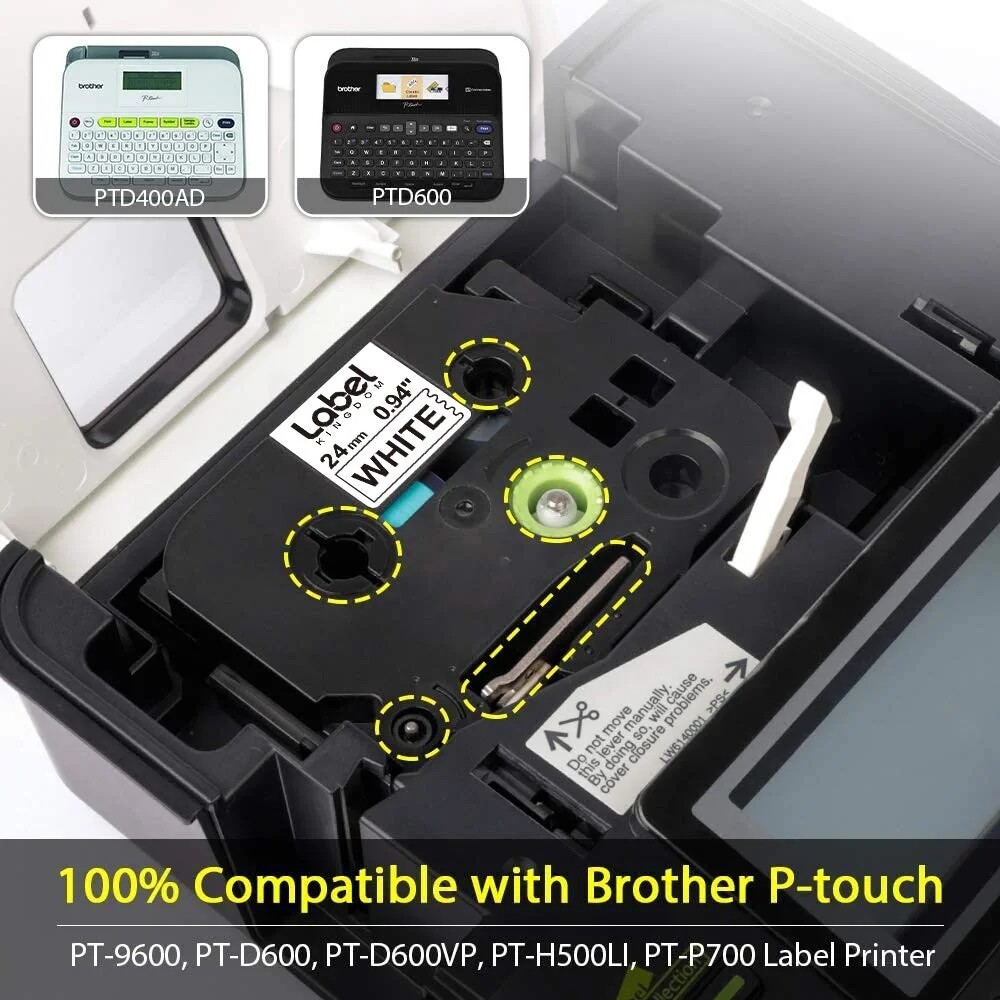 5PK 24mm Tz 251 TZe251 Black on White Label Tape For Brother P-touch PT2730