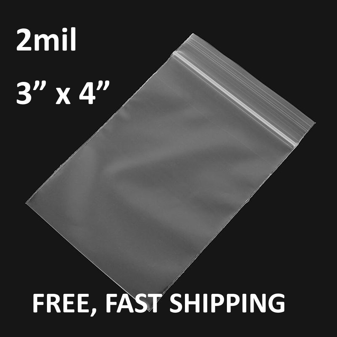 3″x 4″ CLEAR 2 MIL TOP LOCK ZIP SEAL BAGS POLY PLASTIC RECLOSABLE SMALL BAGGIES