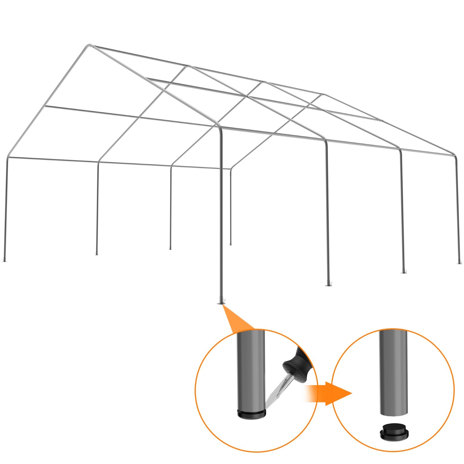 20’x20 ‘Outdoor Carport Canopy, Portable Garage Shelter with Side-Opening Door