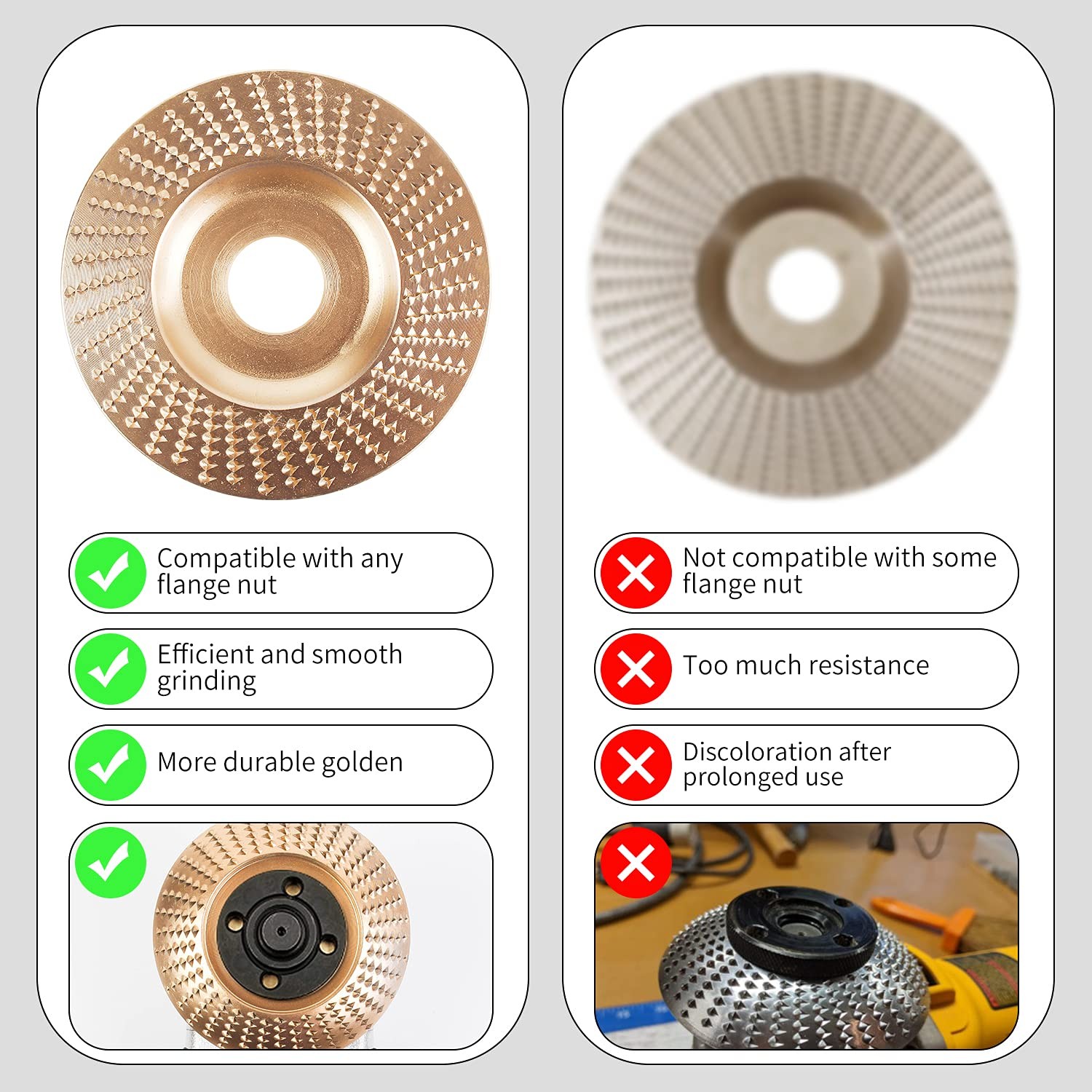 3Pcs Wood Shaping Wheel with Reducer Bushings For 4 4.5 Inch Grinder