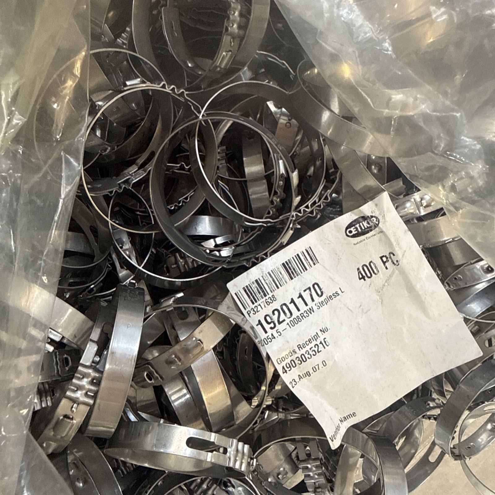 400 PCS OETIKER STEPLESS LOW PROFILE CLAMP 192 54.5 19201170 1008R3W